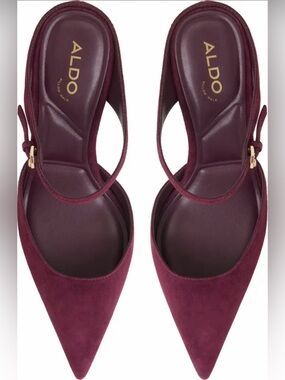 ALDO Plum Suede Pointed-Toe Slingback Heels